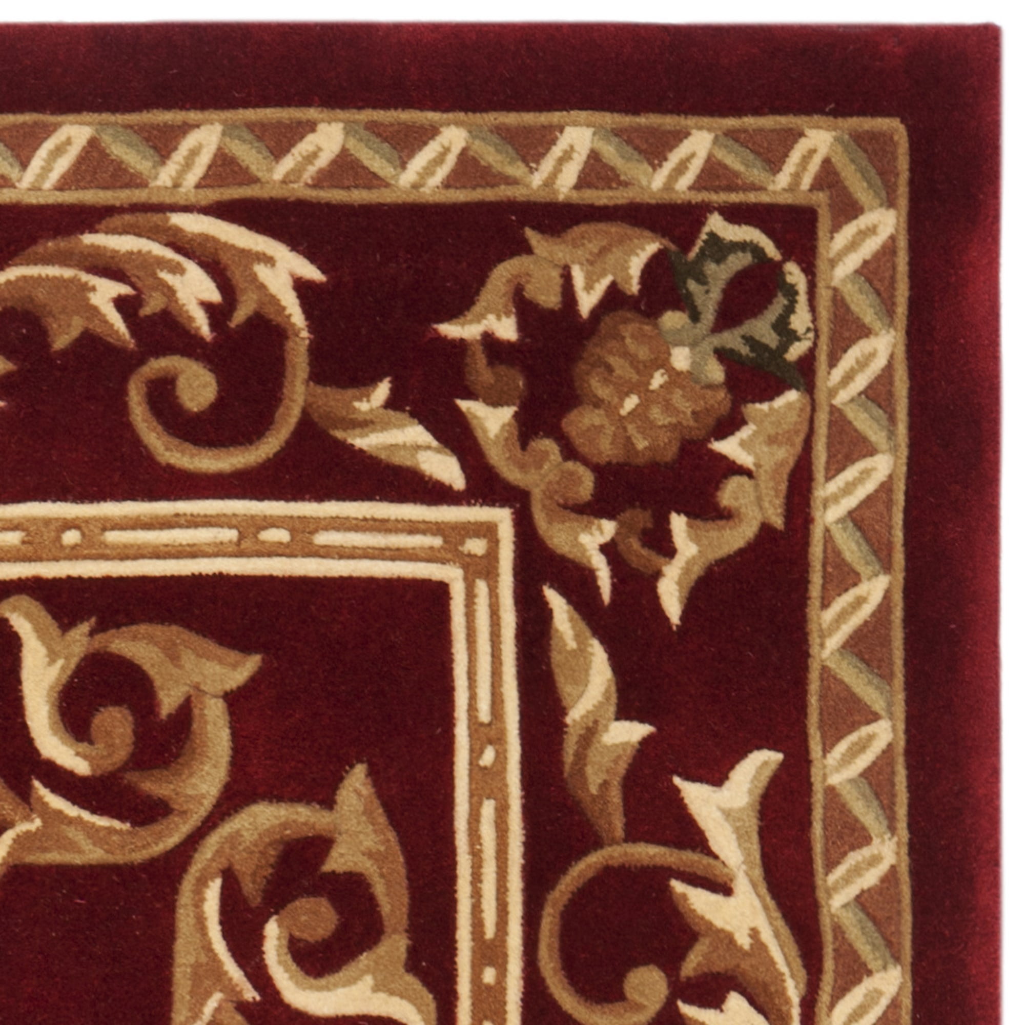 SAFAVIEH Naples Katharine Floral Bordered Wool Area Rug, Burgundy, 5' x 8'