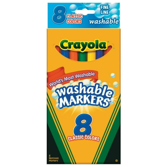 Crayola 8 Ct Asstd Fine Tip Wash Markers - Basic Supplies - 8 Pieces