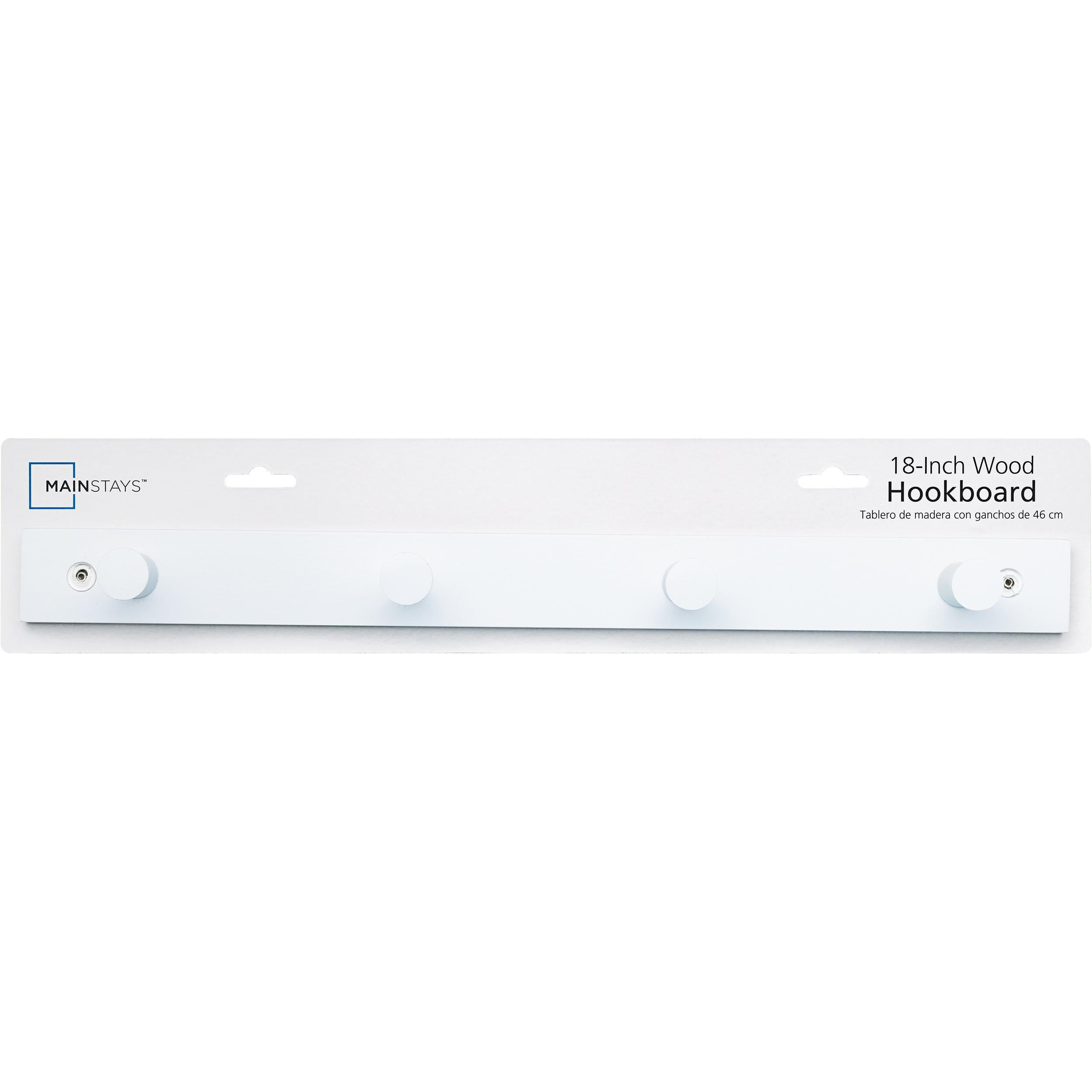 Mainstays Wall Mounted 18 in. Pure White Wood Hook Rail, 4 Hooks