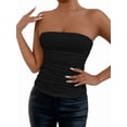 thumbnail image 3 of Women'S Tube Tops Strapless Going Out Crop Tank Top Ruched Bandeau Outfits Sleeveless Y2K Shirts Black L, 3 of 8
