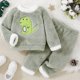 thumbnail image 1 of Pijama De Estilo Navideño De 2 Piezas Para Niños Pequeños, Conjunto De Top Y Pantalones De Manga Larga, Ropa De Descanso De Lana Coral Con Estampado AB, Conjunto De Pijama Informal Cálido Y Cómodo, Ro, 1 of 4