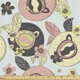 thumbnail image 1 of Floral Fabric by the Yard, Drawings of Cups and Flowers English Tea Party Romantic Garden Art, Decorative Upholstery Fabric for Sofas and Home Accents, Cadet Blue Yellow by Ambesonne, 1 of 5