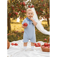 thumbnail image 6 of BemeyourBBs Western Baby Boy Summer Clothes Newborn Baby Boy Cowboy Outfit Waffle Knit Striped Romper Casual Sailboat Cowgirl Hat Boots Embroidered Button Short Sleeve Infant Jumpsuit, 6 of 9