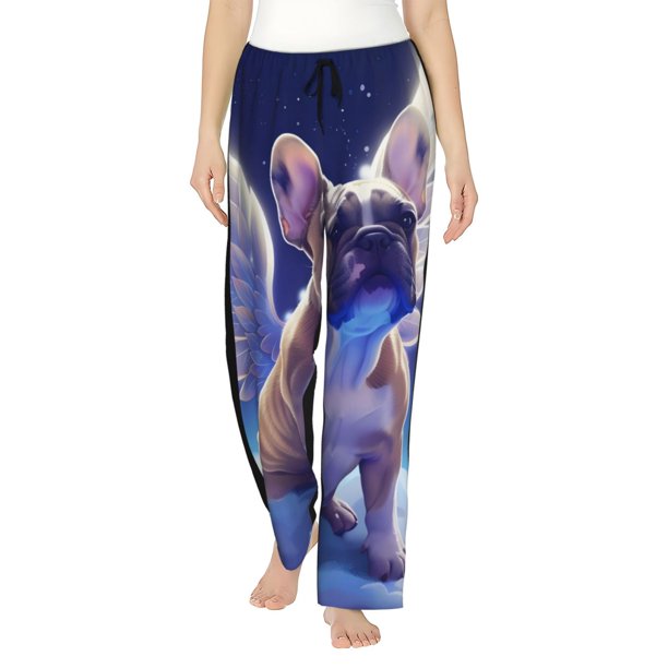 Balery Night Sky Winged French Bulldog Pantalones de pijama para mujer, pijamas ultraligeros, pantalones de estar por casa-Small