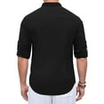 thumbnail image 6 of sogami Men's Cotton Linen Henley Shirts Long Sleeve Casual Button Down Shirt Roll-up, 6 of 6