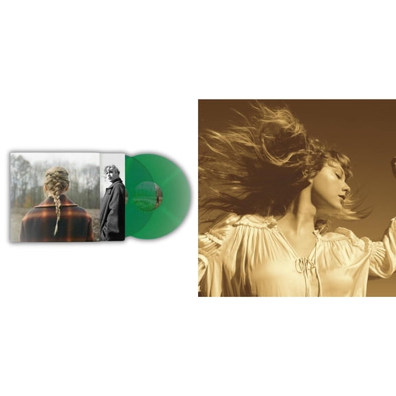 Taylor Swift - Evermore (Translucent Green Vinyl/2LP) & Fearless (Taylor's Version) (Gold Vinyl/3LP)
