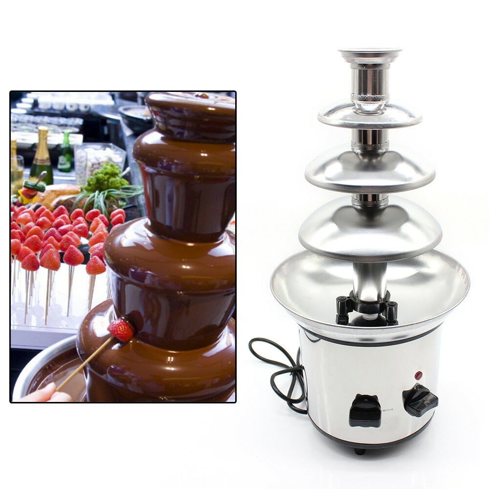 3 Tier S/S Steel Electric Chocolate Warmer Dip Fountain Party Fondue Melting Pot 