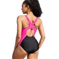 thumbnail image 3 of Beautyin Womens Sports Swimwear One Piece Athletic Swimsuit Color Block Racerback Slimming Lap Bathing Suit, 3 of 7