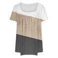 thumbnail image 3 of Hvyesh Plus Size Tops for Women Summer Color Block Tunic Tops Square-Neck Short Sleeve T Shirts Casual Blouses Precio bajo, 3 of 4