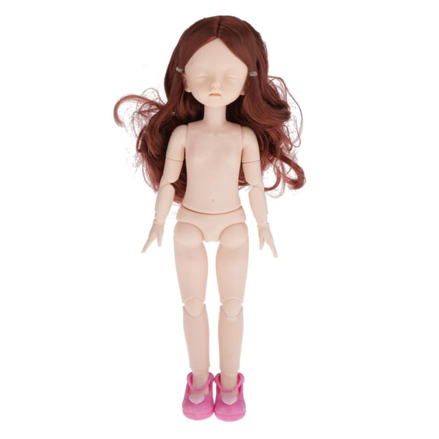 Muñeca articulada con de 1/6, cuerpo femenino desnudo, muñeca pulgadas con y pelucas para maquillaje y disfraces de bricolaj Cabello Hugo BJD Doll Nude Body