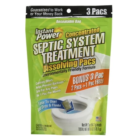 Instant Power Concentrated Septic System Treatment Dissolving Pacs, 3