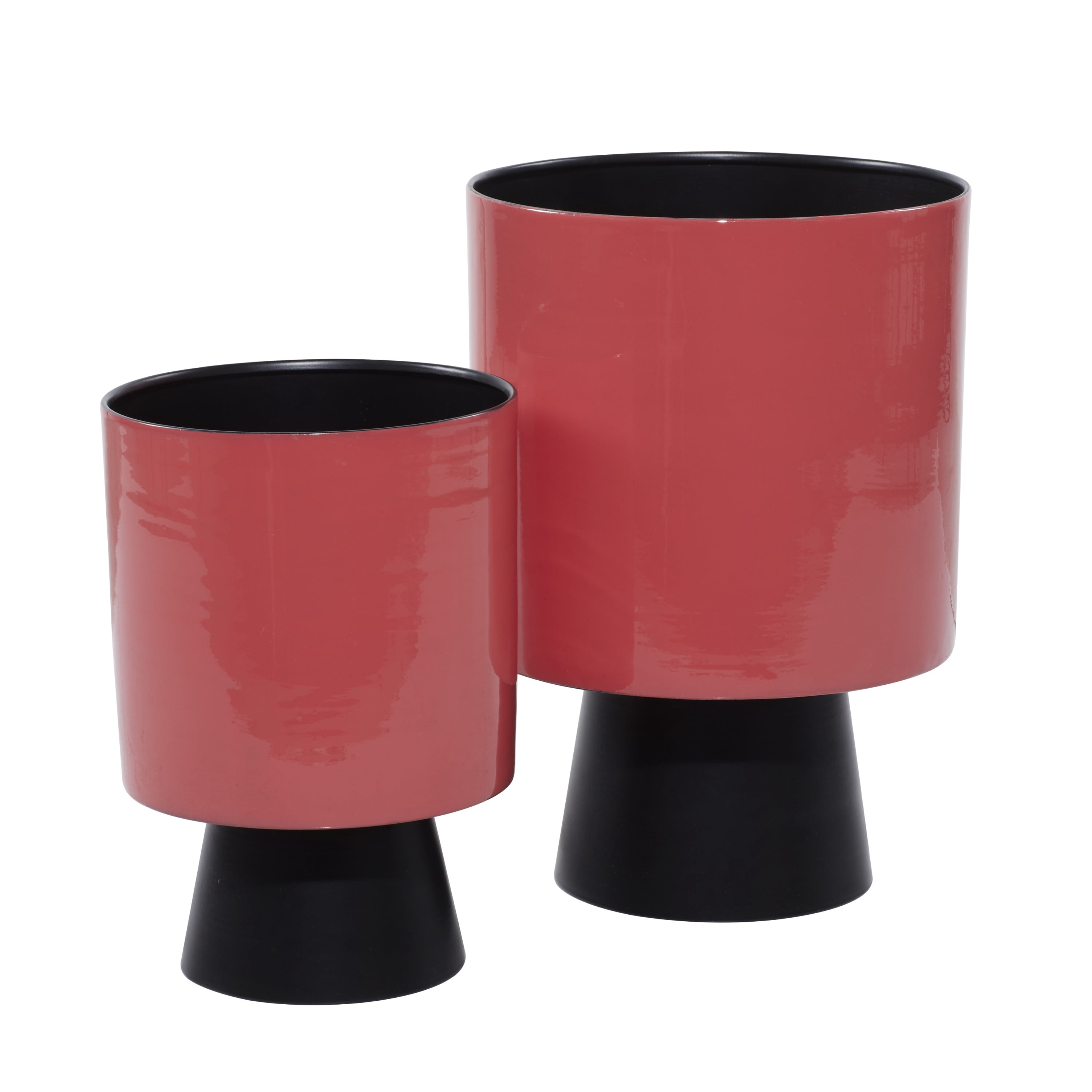 DecMode 14", 11" Red Metal Modern Planter, 1 - Piece