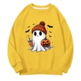 thumbnail image 4 of Chandail à Col Rond à Manches Longues pour Enfants, Décontracté et Tendance, Imprimé 2D d'Halloween, Jaune, 4 of 6