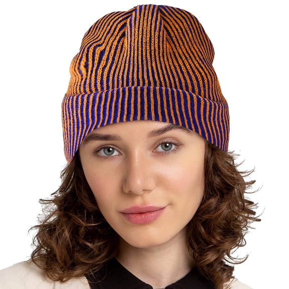 Hats for Women Striped Knitted Lightweight Warm Cap Ear Protection Stretchy Casual Breathable Comfortable Trendy Beanie Hat