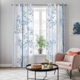 thumbnail image 5 of Blue Grey Forest Kitchen Curtains 96 Inch Length, Watercolor Blue Ombre Leaves Grommet Top Bedroom Living Room Curtains, Light Filtering Cafe Curtain Drapes 2 Panels Set 104''x96'', 5 of 9