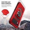 thumbnail image 5 of TJS for Cricket Debut S2 / AT&T Calypso 4 Phone Case, [Military Grade] Robotic Magnetic Support Car Mount Metal Ring Holder Kickstand Cover (Red), 5 of 6