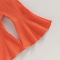 thumbnail image 6 of Okbabeha Toddler Girl Winter Clothes Baby Halloween Outfit Letter Crewneck Sweatshirt Pumpkin Flare Pants Fall Outfits, 6 of 7