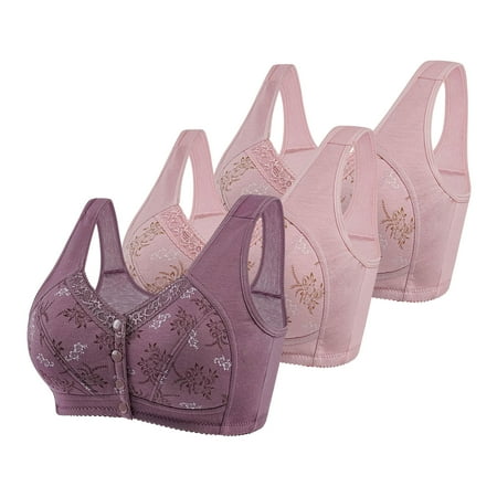 Yuzhih Front Closure Push up Bras for Women Plus Size No Underwire Tshirt Bras Wirefree Everyday Bra with Support 3 Pack