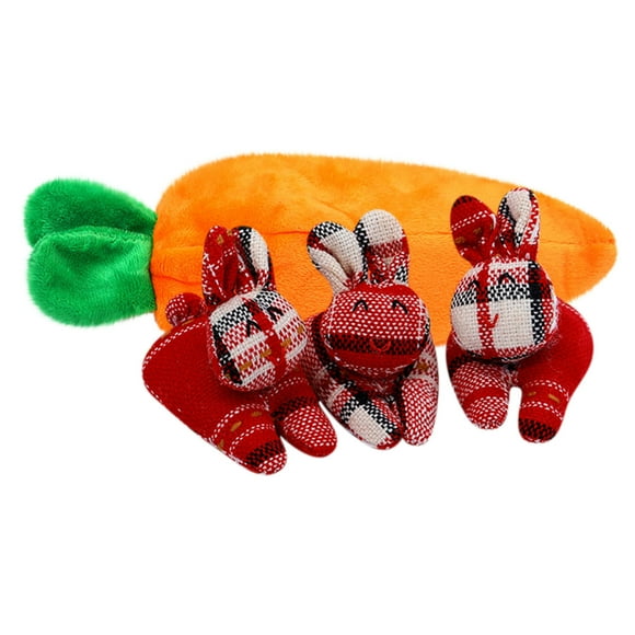Easter 3 Bunnies In Carrot Purse - Happy Easter Bunny Rabbit Decor - Plush Stuffed Animal Surprise Zip Up Carrot Hideaway - Spring Gift for Kid Birthday Mother'S Day