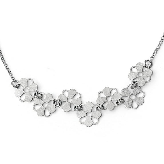 White Sterling Silver necklace Fancy Themed Satin 19 in 1.5 mm