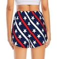 thumbnail image 4 of Xecao's Patriotic Star for a double-layer running short for women, perfect for gym, tennis, and more, featuring a convenient pocket., 4 of 9