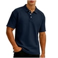 thumbnail image 2 of KeShDi Men's Shirts Polo Shirts Men's Colorblock Short Sleeve Shirt In Breathable Fabric with Classic Collar Navy 2X, 2 of 7