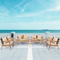 thumbnail image 2 of Patiojoy 8PCS Patio Rattan Furniture Set Wood Frame Cushioned Sofa with Coffee Table Sectional Conversation Sofa Set for Garden Brown, 2 of 8