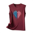 thumbnail image 4 of Wycnly 4th of July Tank Top for Women Comfy Loose Fit Independence Day Patriotic Vest Shirts Summer Heart US Flag Print Round Neck Sleeveless Fashion Blouses Wine xl, 4 of 5