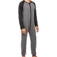 thumbnail image 2 of Joernso Men Jumpsuit O-neck Long Sleeve Hip Buttoned Front Closure One-piece Pajamas Warm Sleepwear Homewear, 2 of 8