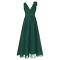 thumbnail image 3 of Yartina Kids Girls Chiffon Dress Ruched Junior Bridesmaid Dress A Line Swing Maxi Formal Pageant Prom Army Green 6, 3 of 7