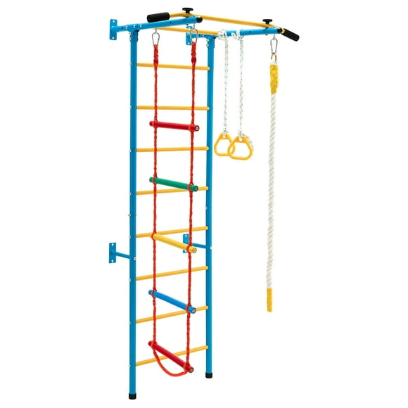 Costway 5 in 1 Kids Indoor Gym Playground Swedish Wall Ladder Children Home Climbing Gym Solid Wall Set Up