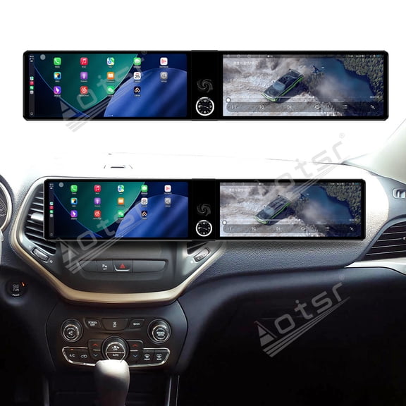 Aotsr Dual 12.3 inch Screen Car Radio For Jeep Cherokee 2016-2021 Android GPS Navigation Multimedia Video Player Stereo Receiver Head Unit