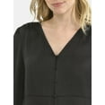 thumbnail image 4 of Time and Tru Women's Satin Blouse with Long Balloon Sleeves, XS-XXXL, 4 of 5