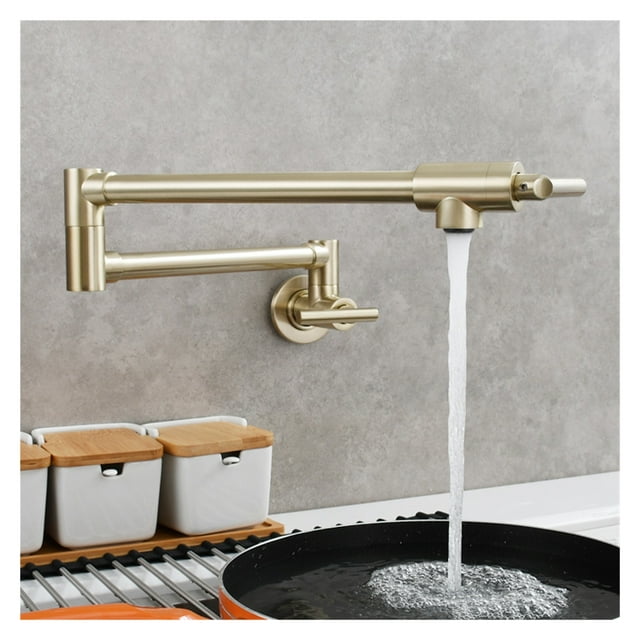 Brass Double Switch Folding Faucet Advanced Rotating Kitchen Faucet Wall Mounted Cold Water Tap ,bar Laundry RV Farmhouse