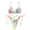 thumbnail image 1 of Traje de baño para Mujer Estampado Empalme Cintura Alta Secado rápido Ajustado Sin Espalda Correas de Hombro Regulables Trajes de baño Divididos para Verano Flor Color L, 1 of 6