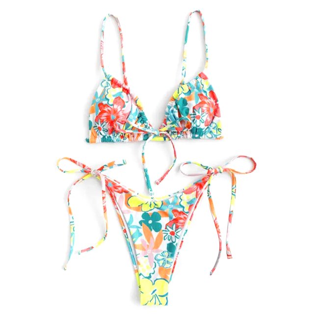 Traje de baño para Mujer Estampado Empalme Cintura Alta Secado rápido Ajustado Sin Espalda Correas de Hombro Regulables Trajes de baño Divididos para Verano Flor Color L