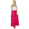 thumbnail image 7 of Bimba Women Pink Cotton Frill Skirt Long Flaired Elastic Waist Maxi Bottoms, 7 of 7