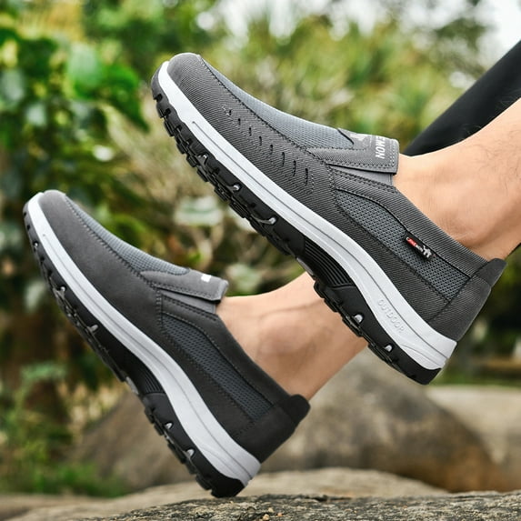 CANEMON Men's Slip-on Mesh Walking Shoes, Breathable Comfortable Casual Outdoor Hiking Sneakers