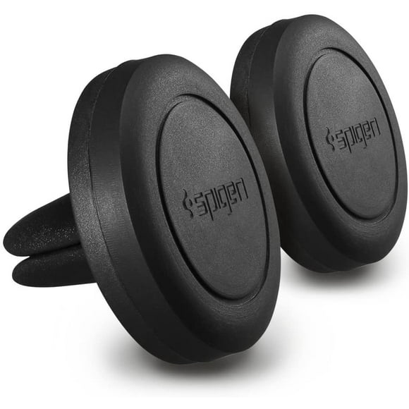 Spigen Quad Air Vent Magnétique Support de Voiture [2 Pack] Finition Mate Support de Berceau de Téléphone avec 4 Plaques Métalliques - Noir