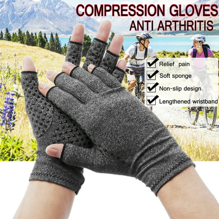 1 Pair Anti Arthritis Gloves Fingerless Compression Gloves Support for Pain Relief Rheumatoid and Osteoarthritis, 3