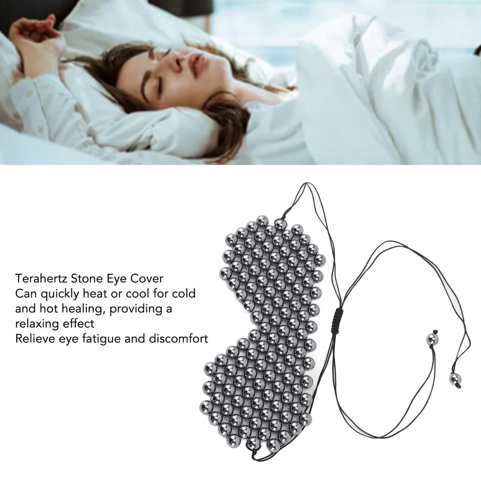 M Buder Terahertz Energy Stone Sleep Mask Eye Cover for Relaxation and Fatigue Relief, Black, 5.12 inches / 13 cm
