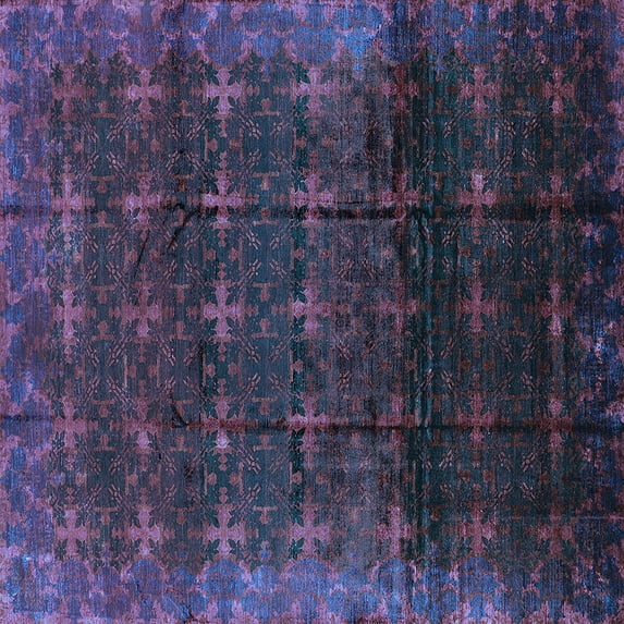 Ahgly Company Indoor Square Oriental Light Blue Industrial Area Rugs, 8' Square