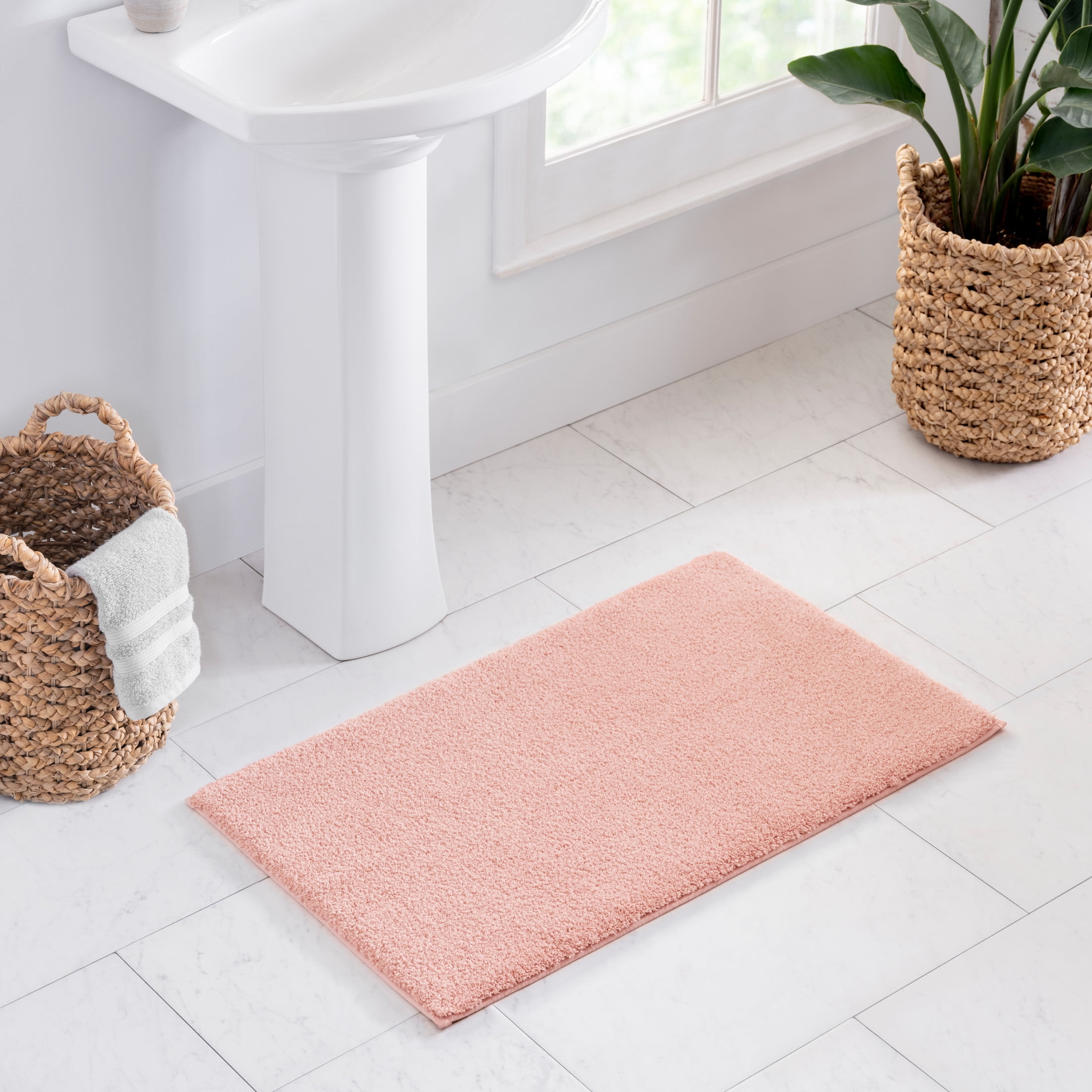 Better Homes & Gardens Ultra Soft Polyester 2 Piece Bath Rug Set , 20" x 34" and 23" x 39", Cherry Blossom