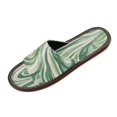 thumbnail image 2 of Unisex Travel Sandals House Slippers Includes Free Storage Bag for Hotel, Travel, Home Green and White Swirling Lines, 2 of 8