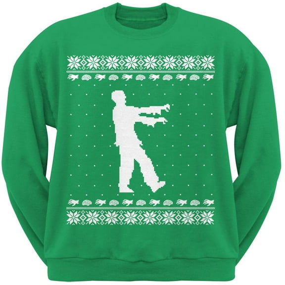 Big Zombie Ugly Christmas Sweater Green Sweatshirt - 2X-Large