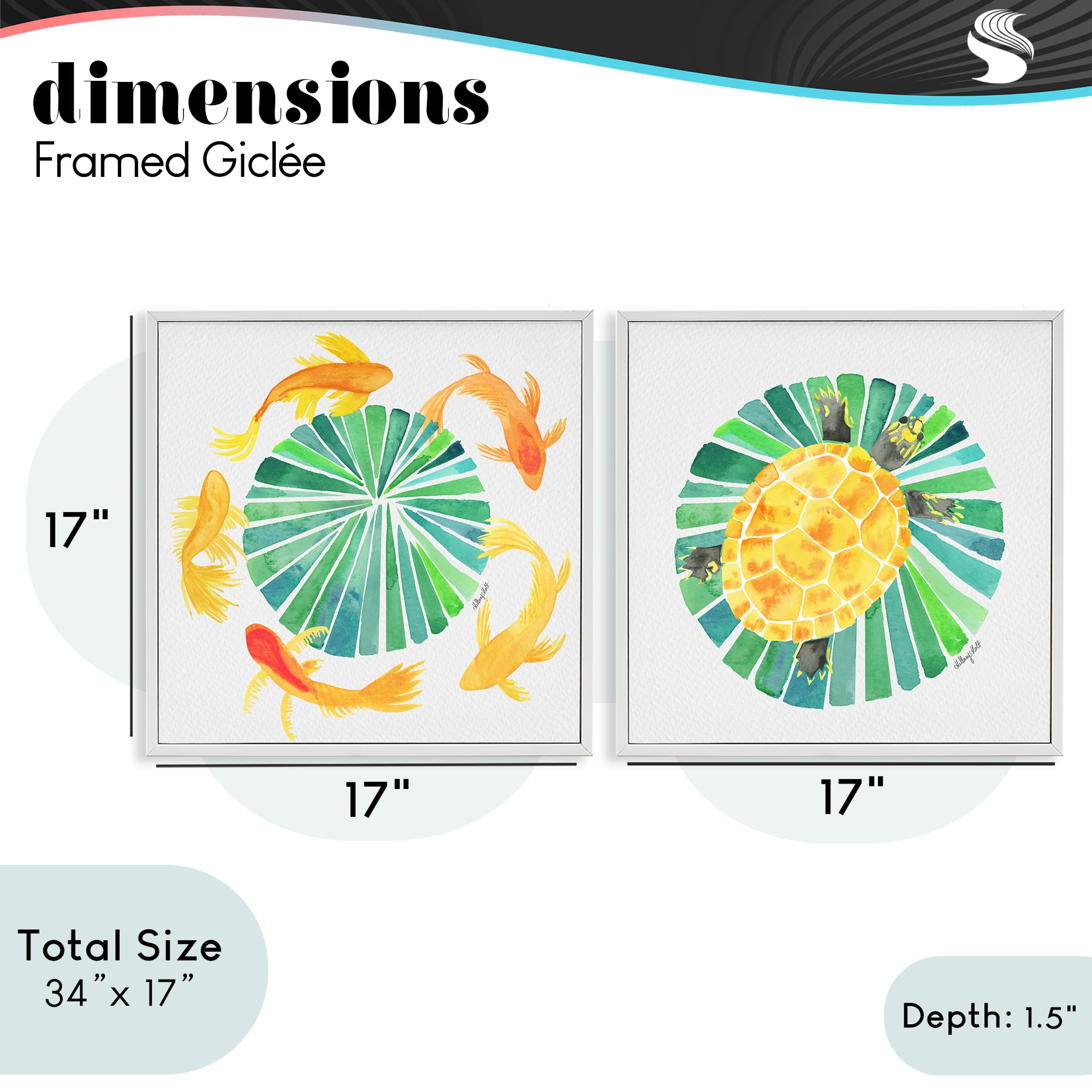 Stupell Industries Orbital Aquatic Creatures 2 Piece White Framed Giclee Art Set, design by Hillary Holt