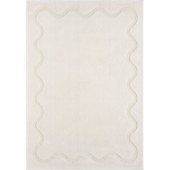 Abani Cozy Beige Solid Striped Area Rug 2x3