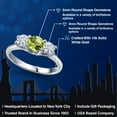 thumbnail image 2 of Gem Stone King 14K White Gold Green Peridot & White Moissanite 3-Stone Engagement Ring | 1.01 Cttw | Round 5MM and 4MM | Three Stone Wedding Anniversary Promise Ring for Women (Size 9), 2 of 6