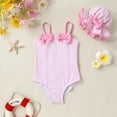 thumbnail image 2 of Happy Town Toddler Girls Clothes 0-24M One-Piece Swimsuit with Hat 2-Piece Summer Swimwear for Girls, 2 of 7
