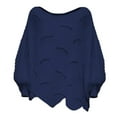 thumbnail image 5 of Duoif Sweaters for Women Trendy Women Knitted Sweater Autumn Winter Solid Color O Neck Casual Elegant Loose Pullovers Jumper Tops for Fall Winter Women's Sweaters Womens Tops Blue XXXXXL, 5 of 5